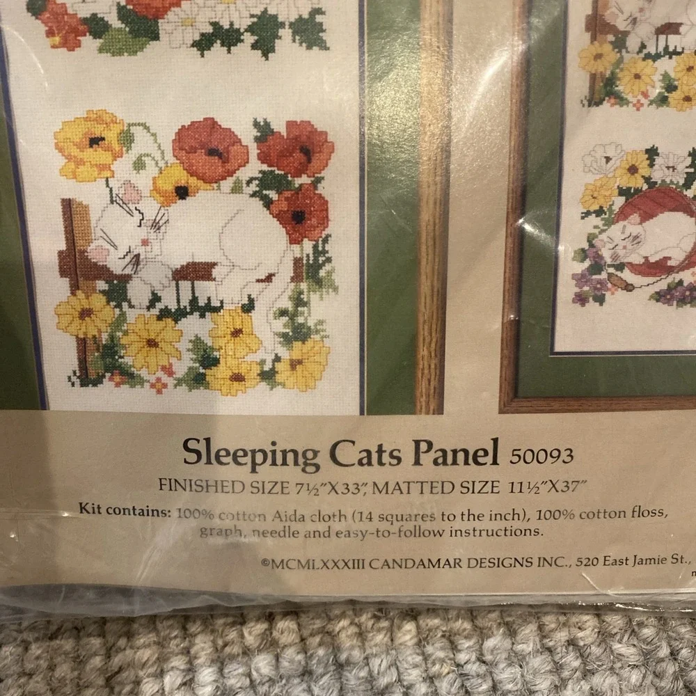 Something Special Sleeping Cats Panel 50093 Counted Cross 1983‎ Kit NOS 7.5x33